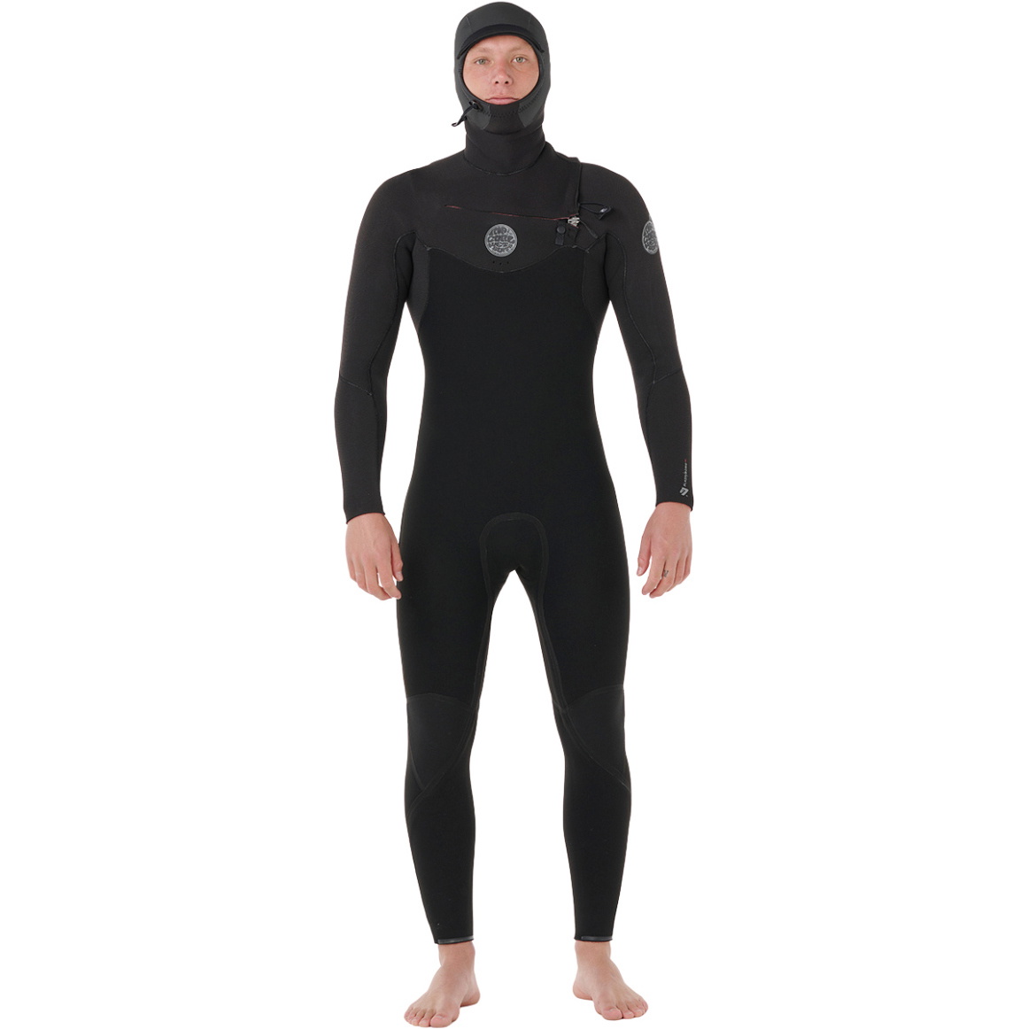2026 Rip Curl Da Uomo Flashbomb 6/4mm Con Cappuccio Chest Zip Muta 178MFS - Black